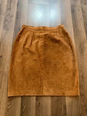 Vintage Hunt Club Genuine Suede Leather Skirt - Cognac Brown - Size 12